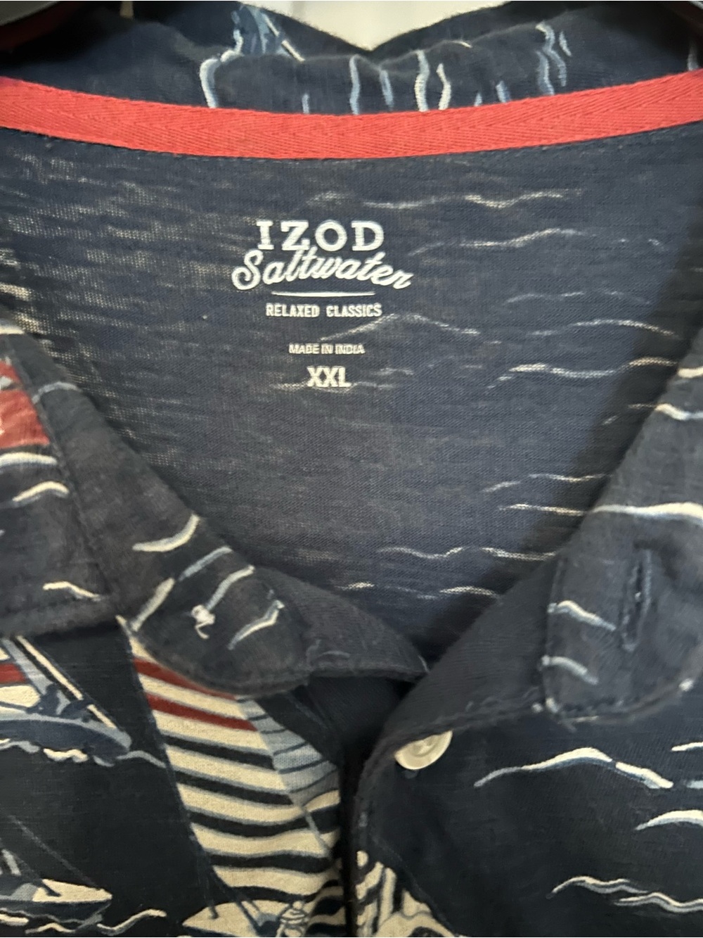 Men's Navy Patterned Polo